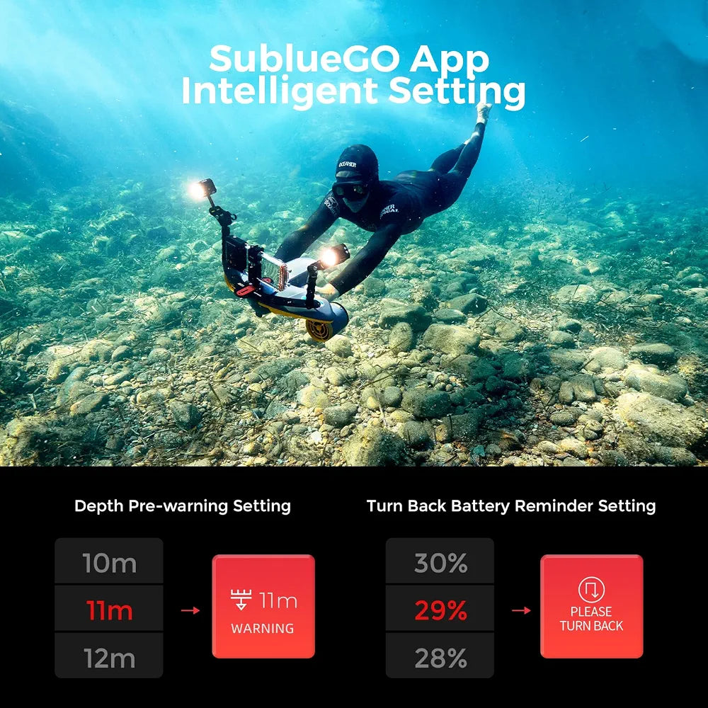 sublue Navbow Plus Smart Underwater Scooter with Depth Gauge, Temperature Sensor, Compass, Action Camera Mount, 131ft Waterproof for Diving & Snorkeling & Sea Adventures