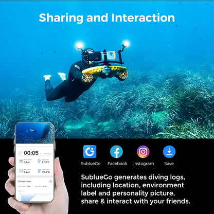 sublue Navbow Plus Smart Underwater Scooter with Depth Gauge, Temperature Sensor, Compass, Action Camera Mount, 131ft Waterproof for Diving & Snorkeling & Sea Adventures
