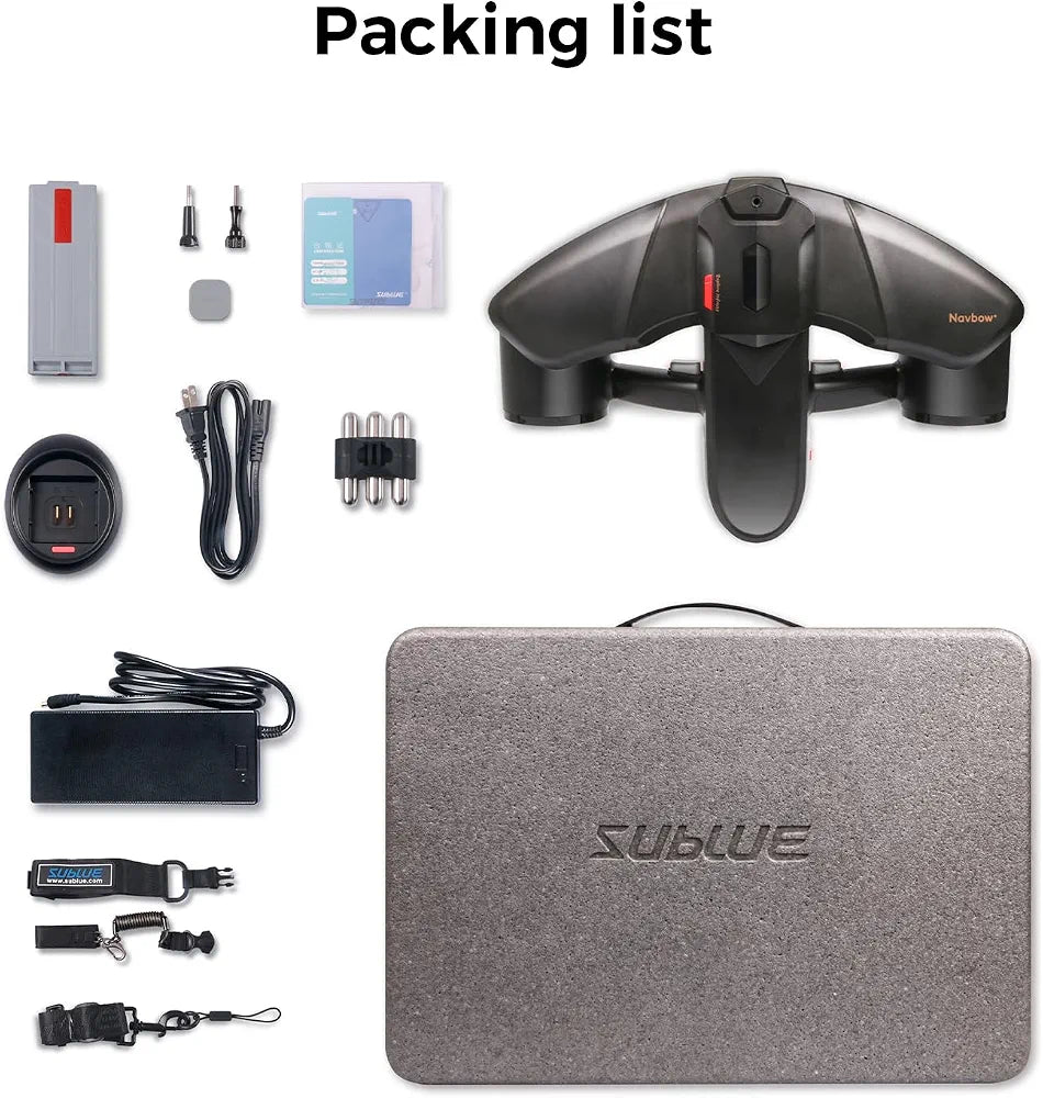 sublue Navbow Underwater Scooter Dual Motors with Action Camera Mount Low Battery Alarm 3 Gear Speed 4.47 mph 60 Minutes 131ft Swimming Pool Diving Snorkeling Water Scooter for Adults