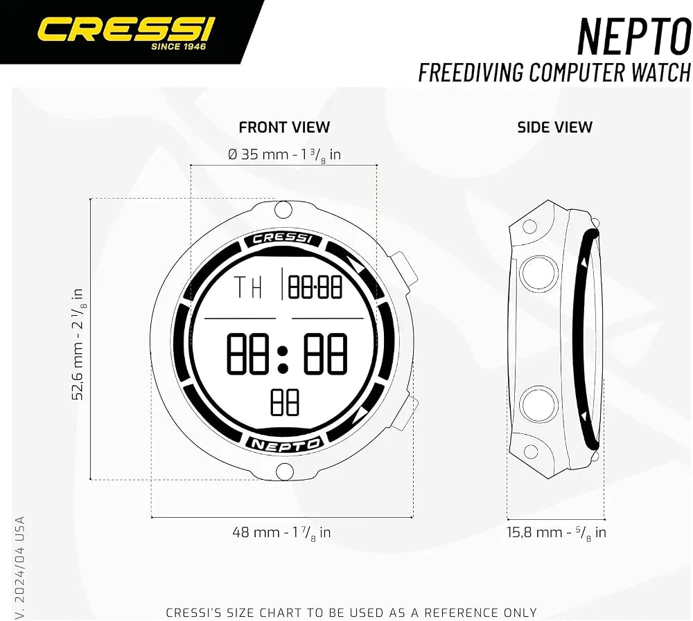 Cressi Nepto Freediving Watch Computer - Fully Customizable - Protection Against Taravana Risk - Logbook - Made in Italy