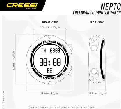 Cressi Nepto Freediving Watch Computer - Fully Customizable - Protection Against Taravana Risk - Logbook - Made in Italy